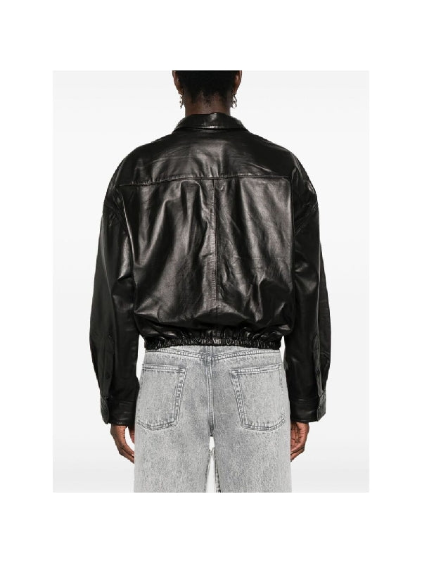 Crossover Utility Bubble Leather Jacket