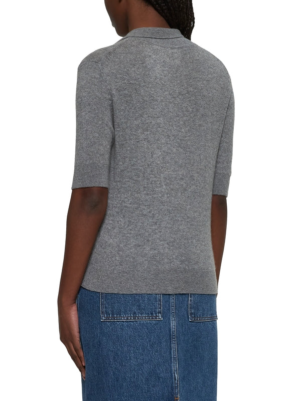 Gray Cashmere Polo Shirt