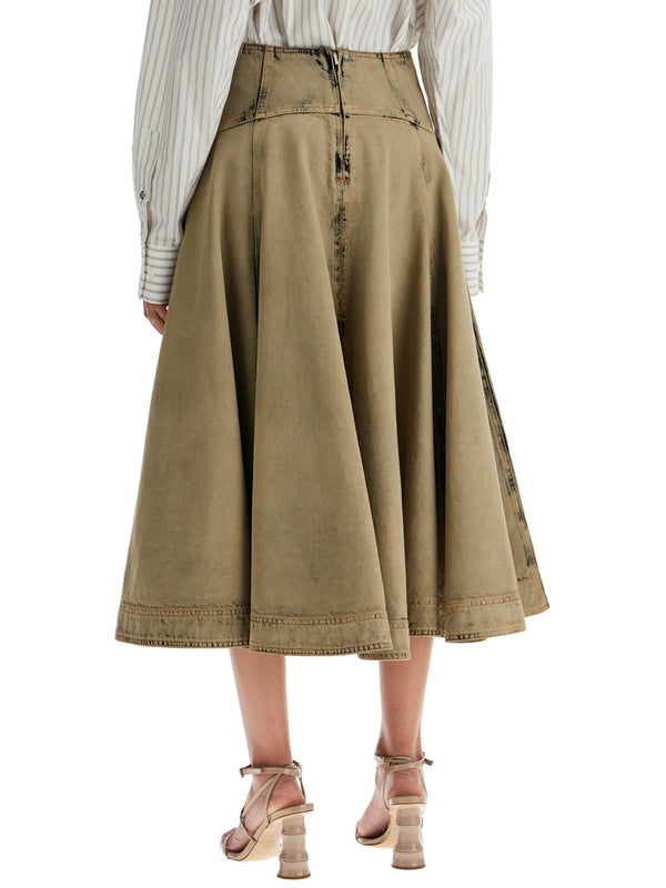 Vintage Washing Flare Denim
  Long Skirt