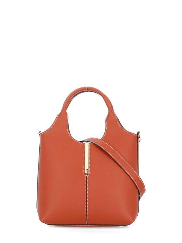 DI Metal Logo Leather Tote Bag