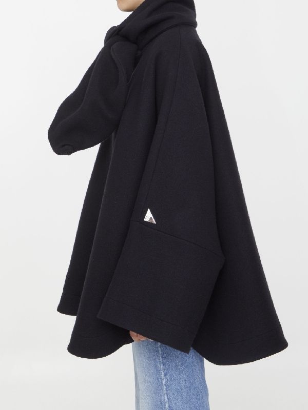 Bow Detail Wool Cape