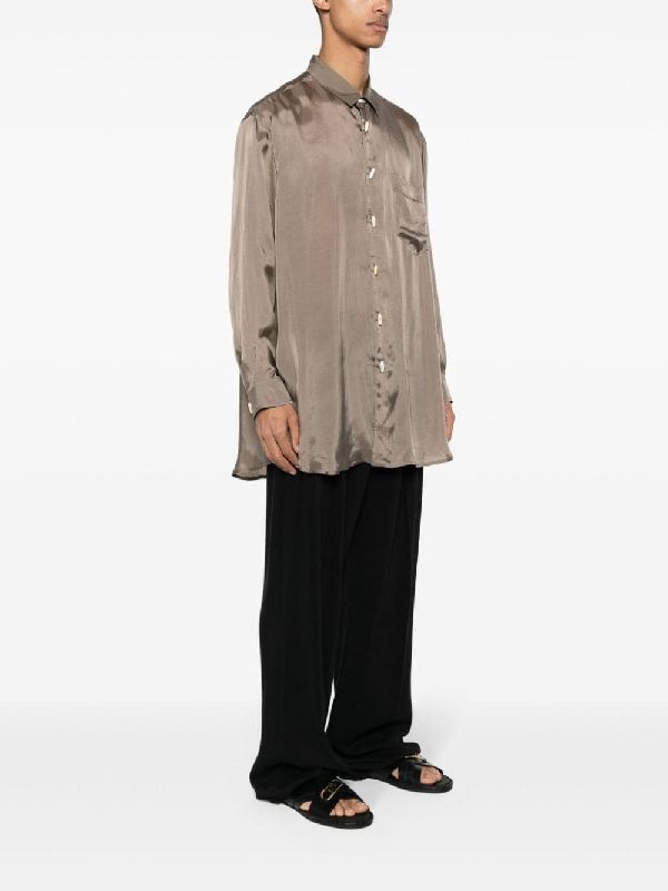 Button Detail Pocket Sheer Shirt