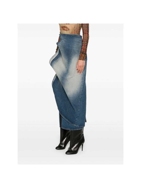 パネルディテールデニムスカート