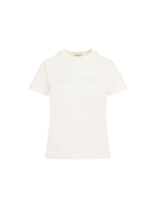 MONCLER - Rhinestone Logo Cotton Short Sleeve
  T-shirt - Jente