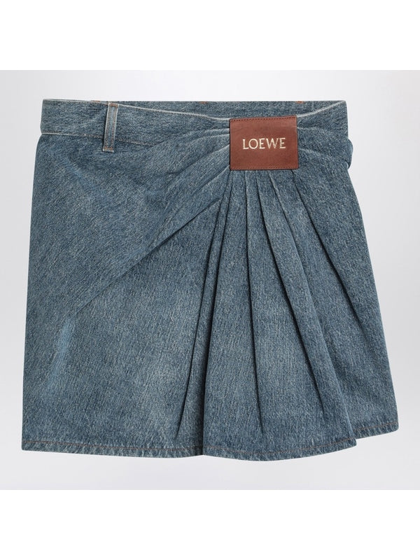 Logo Patch Denim Mini Skirt