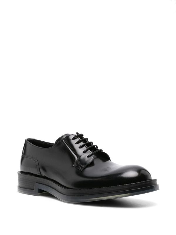 Black Leather Lace-Up Shoes - Jente