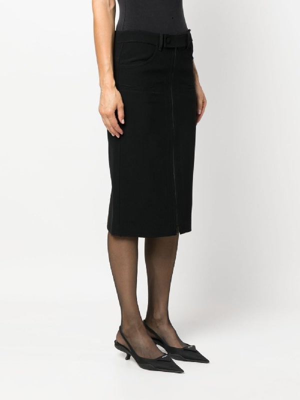 Front Zipper Midi Skirt