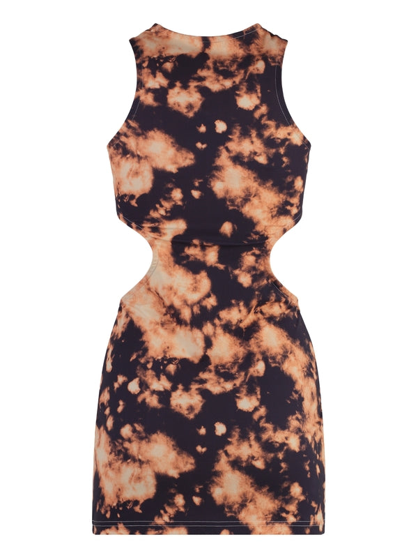 Allover Printing Cut-Out Mini Dress