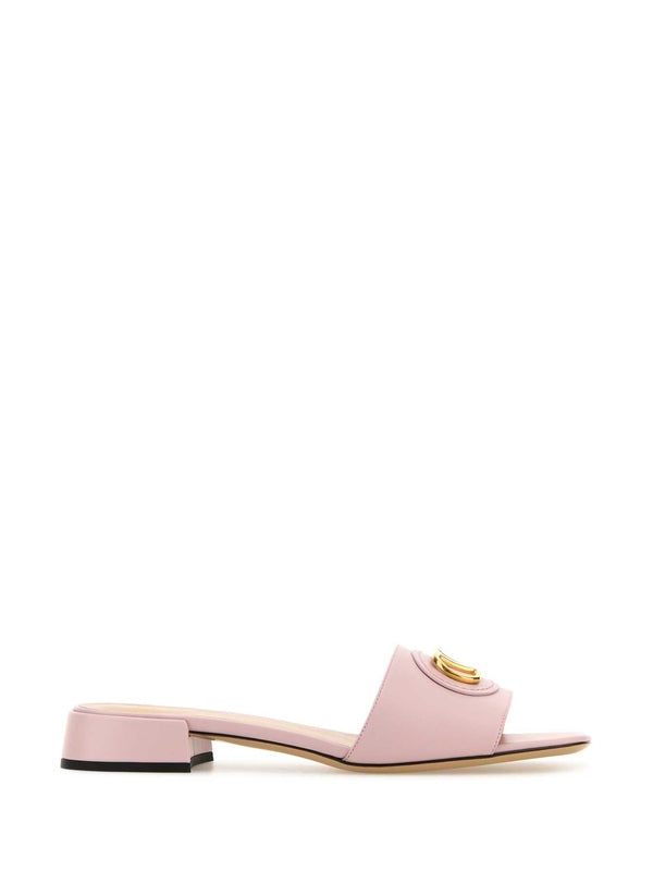 V Logo Leather Slides