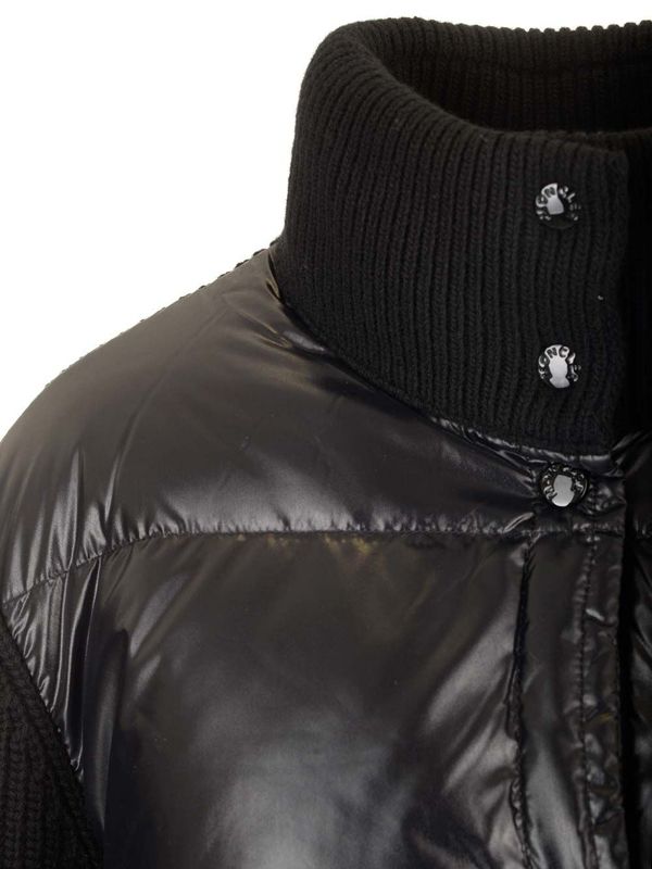 Logo Patch Knit Sleeve Padded Jacket