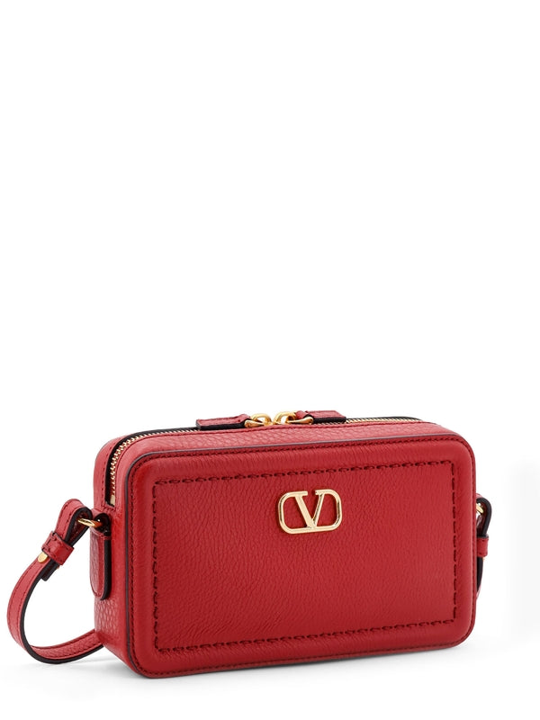 Alltime V Logo Leather Shoulder Bag