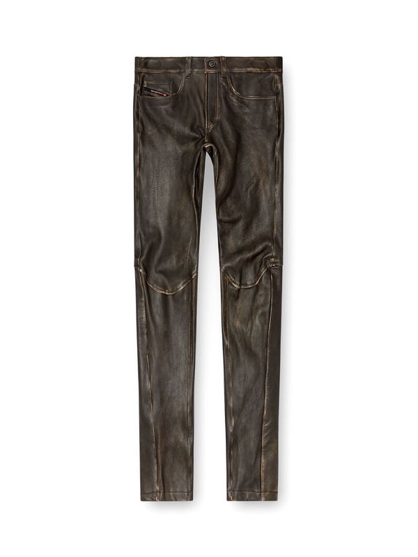 Vintage Effect Leather Pants