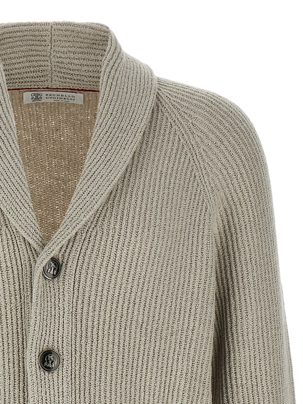 Shawl Collar
  Ribbed Cotton Cardigan