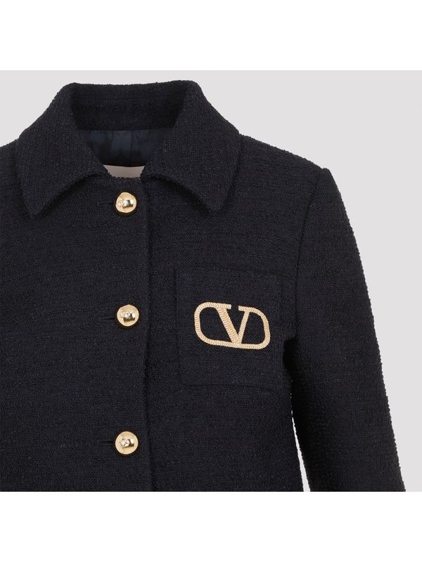 V Logo Tweed Jacket