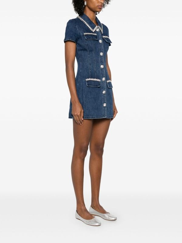 Jewel-Embellished
  Denim Mini Dress