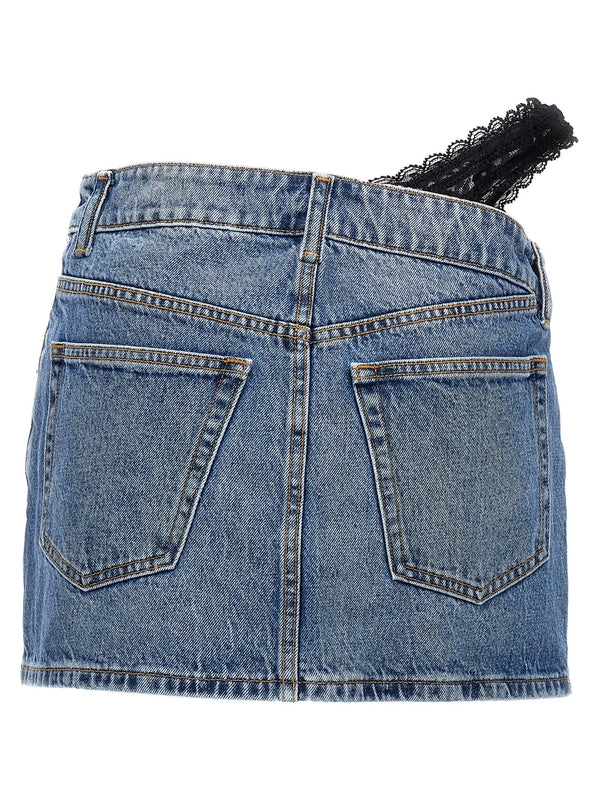 Asymmetric
  Waistband Denim Mini Skirt