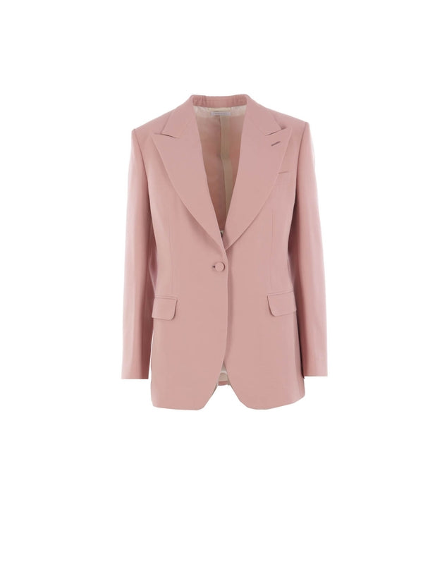 Single-Breasted Silk Wool Jacket