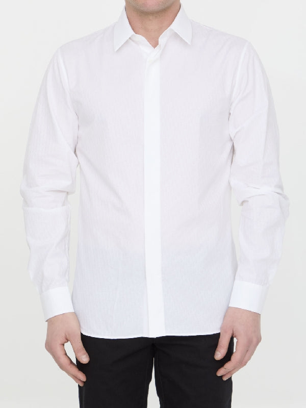 White Oblique Cotton Shirt