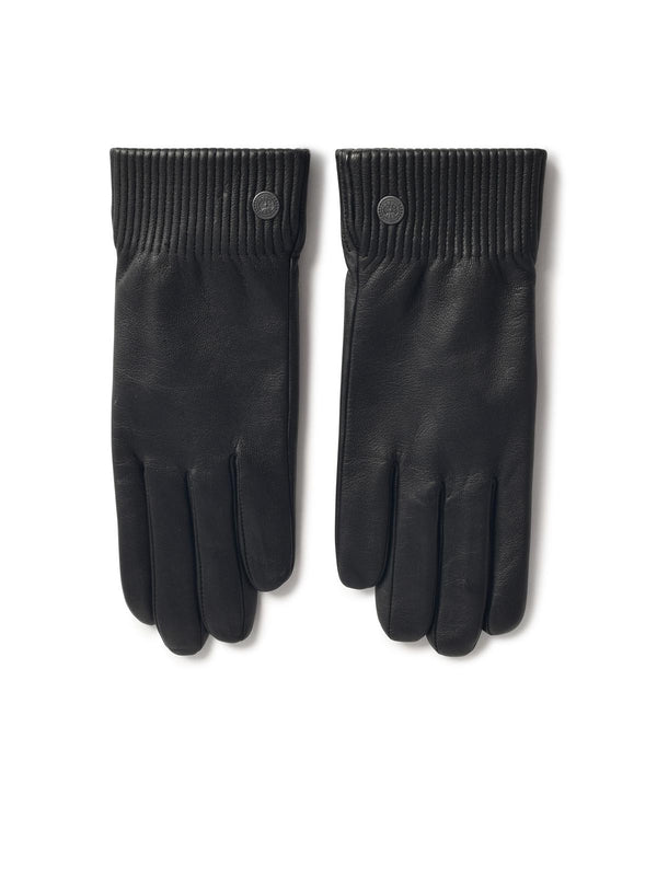 Metal Logo Leather Gloves