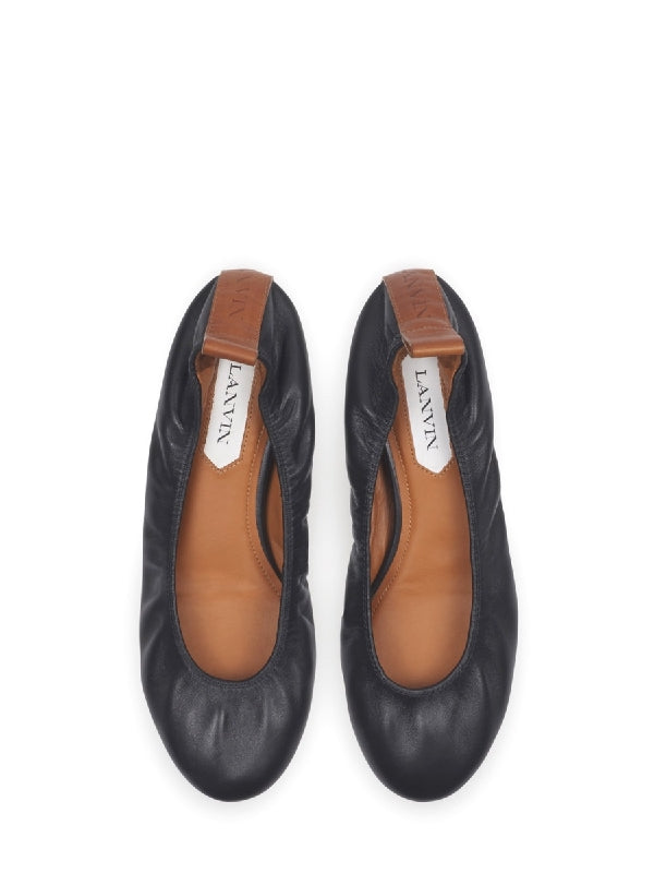 Black Leather Ballerina Shoes