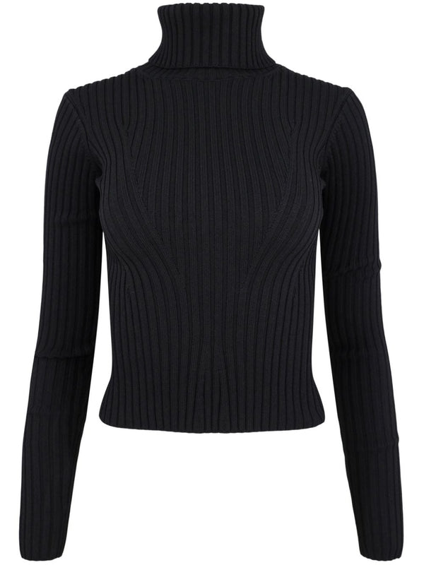 Ribbed High Neck Knit