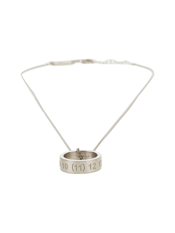 Numbering Logo Ring Pendant Necklace