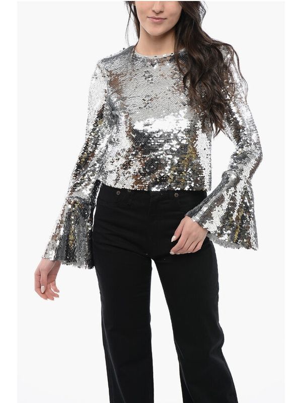 Sequin Flare Long Sleeve Top