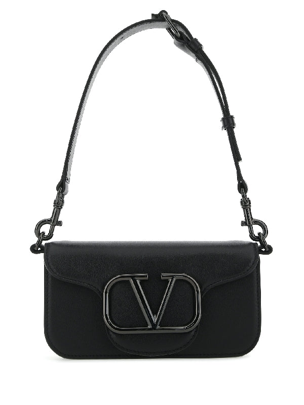 V Logo Leather Flap Loco Bag