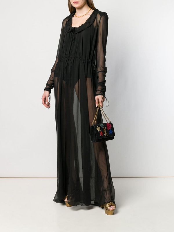 Semi Sheer Silk Long Dress