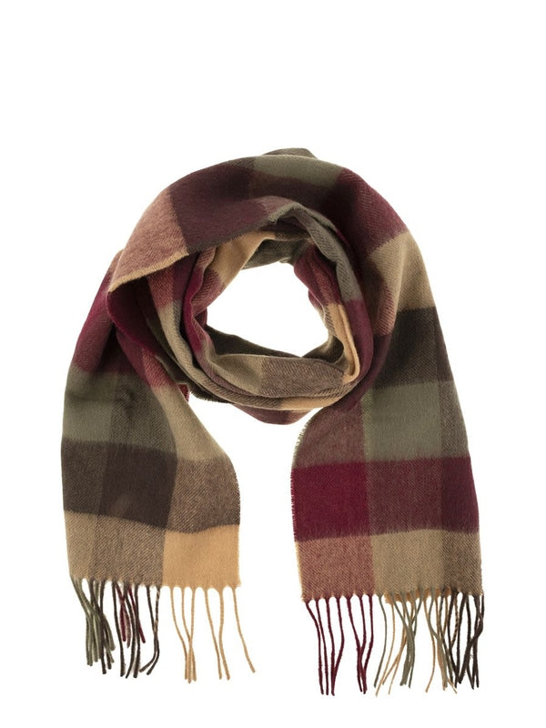 Barbour Burgundy Checked Wool Mufflers