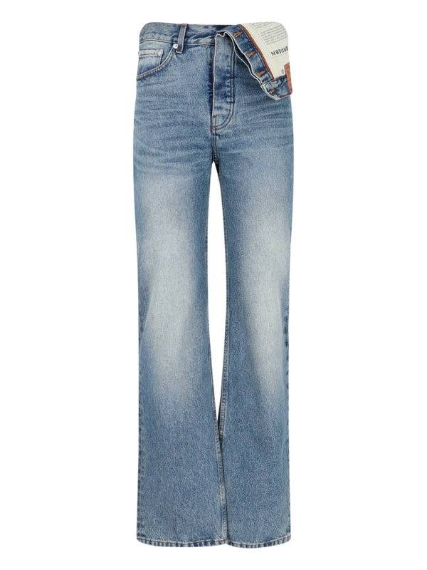 Asymmetric Waist Denim Pants