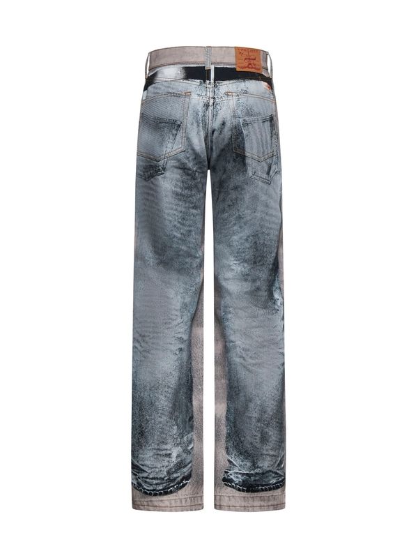 だまし絵プリントデニムパンツ