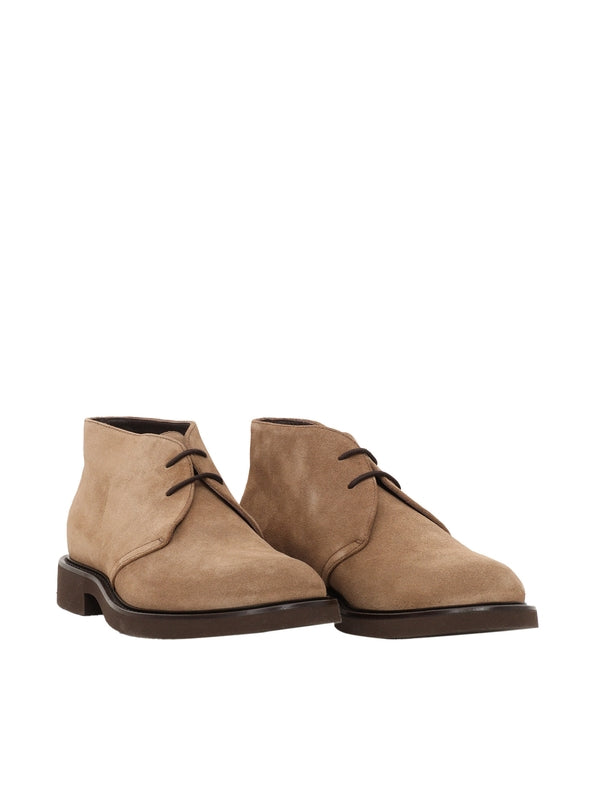 Beige Calfskin Desert Boots