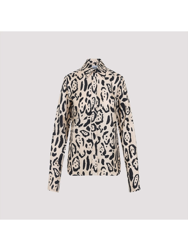 Armony Leopard Printing Silk Shirt