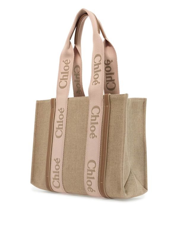 Woody Logo Strap Medium Tote
  Bag