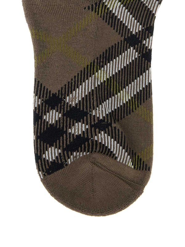 Check Pattern Cotton High-Top
  Socks