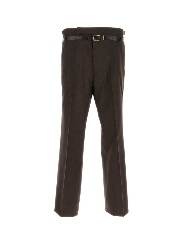 Trompe-l'œil Belt Mohair Silk Pants