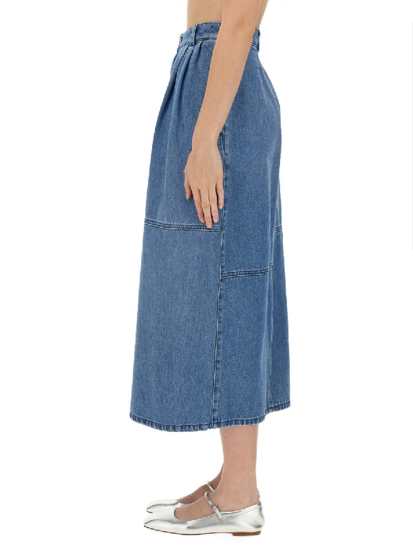 Denim Cotton Midi Skirt