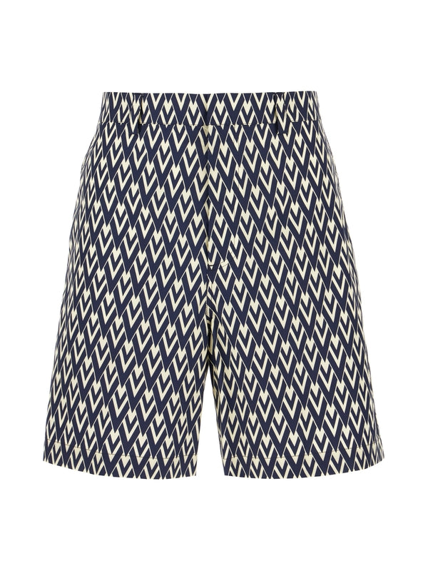 All-Over V Logo Jacquard
  Cotton Shorts