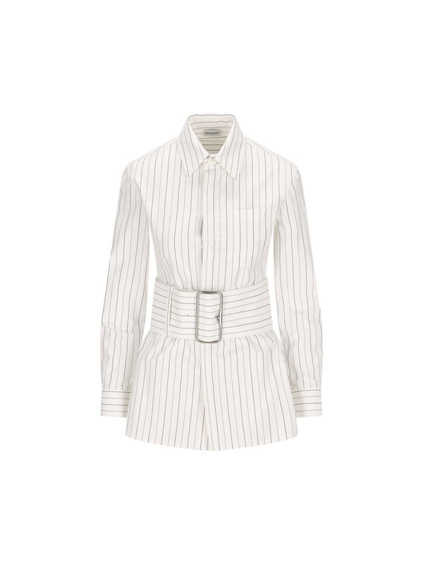 Belt Stripe Cotton Shirt