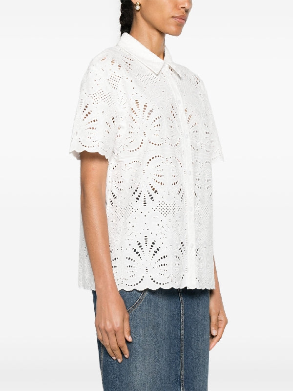 Embroidered Cotton Short
  Sleeve Shirt