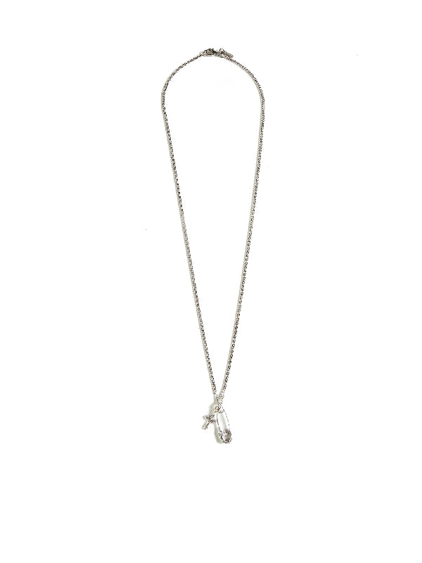 Safety Pin Cross Pendant Necklace