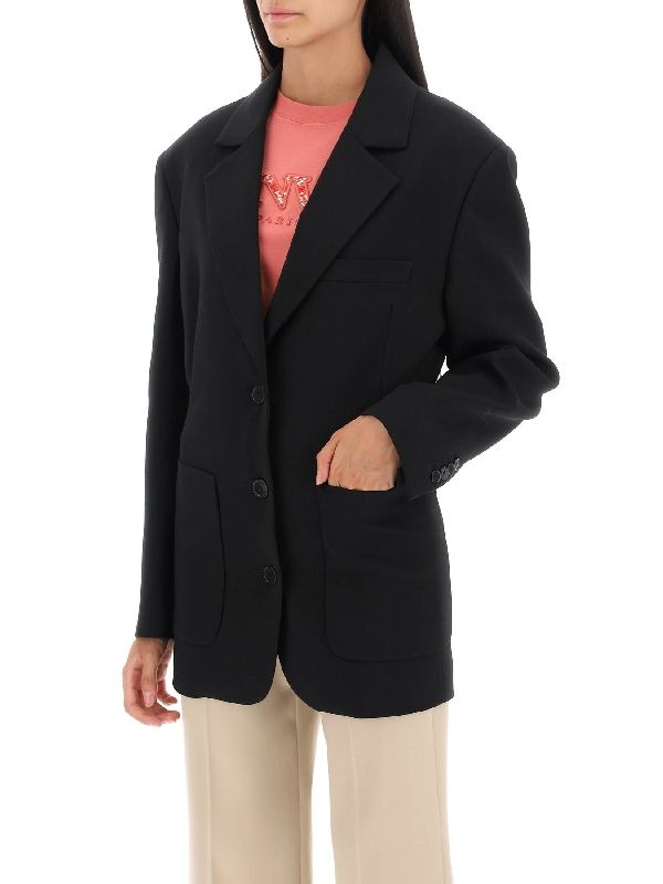 Black Wool Single-Breasted Jacket