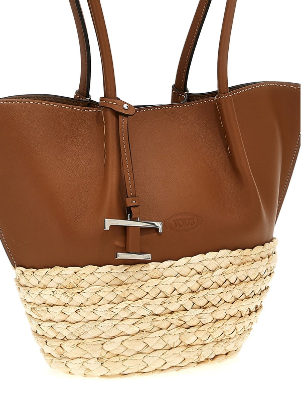 Bux Leather
  Raffia Small Tote Bag
