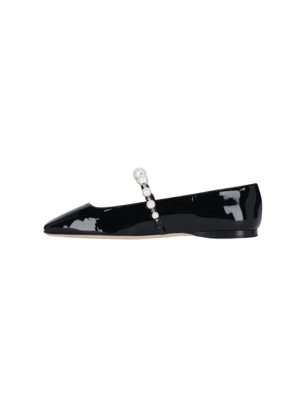 Ade Pearl Strap Leather Flat Shoes