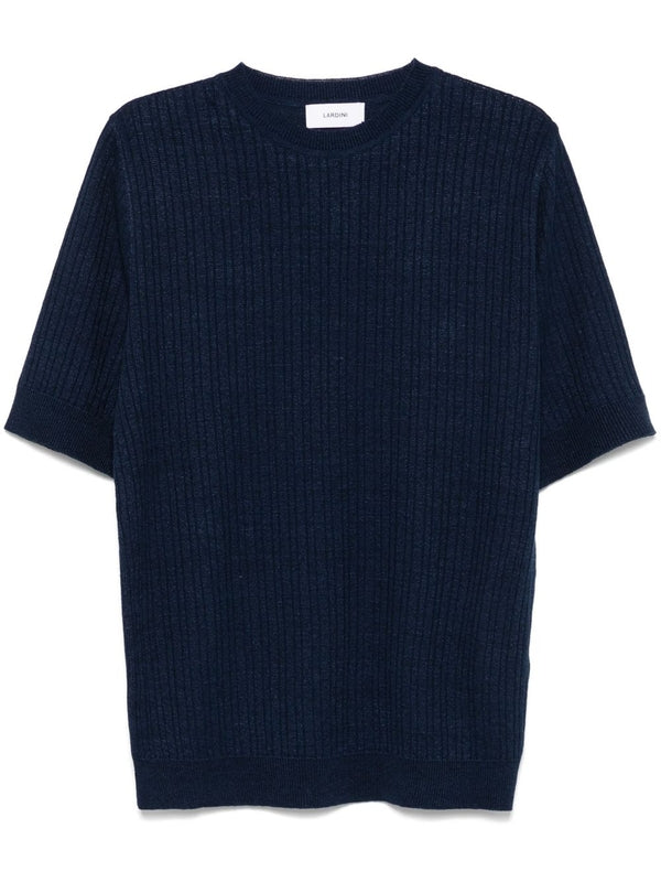 Ribbed Linen Cotton Short
  Sleeve Knit