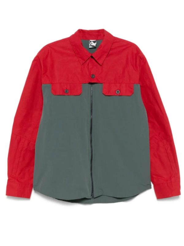 Bi Color Panel Cotton Zip Up Shirt