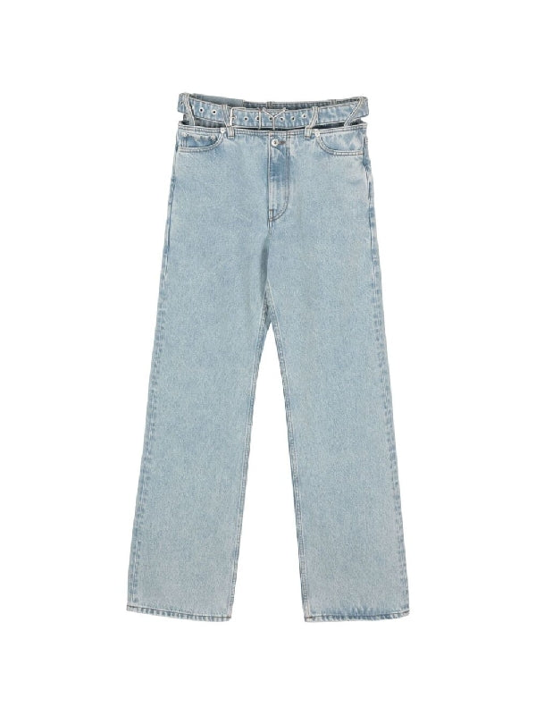 Cutout Waist Denim Pants