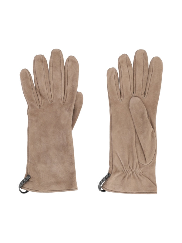 Brunello Cucinelli Beige Leather Gloves