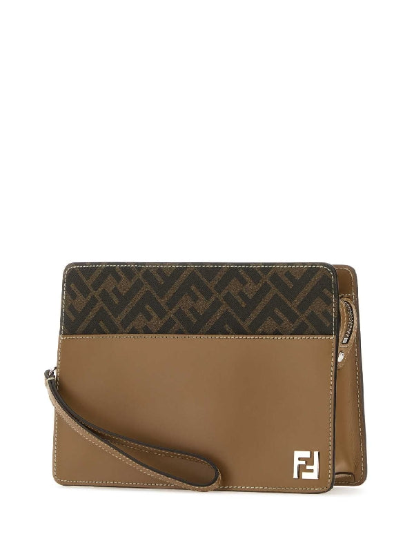 FF Canvas Calfskin Strap Clutch